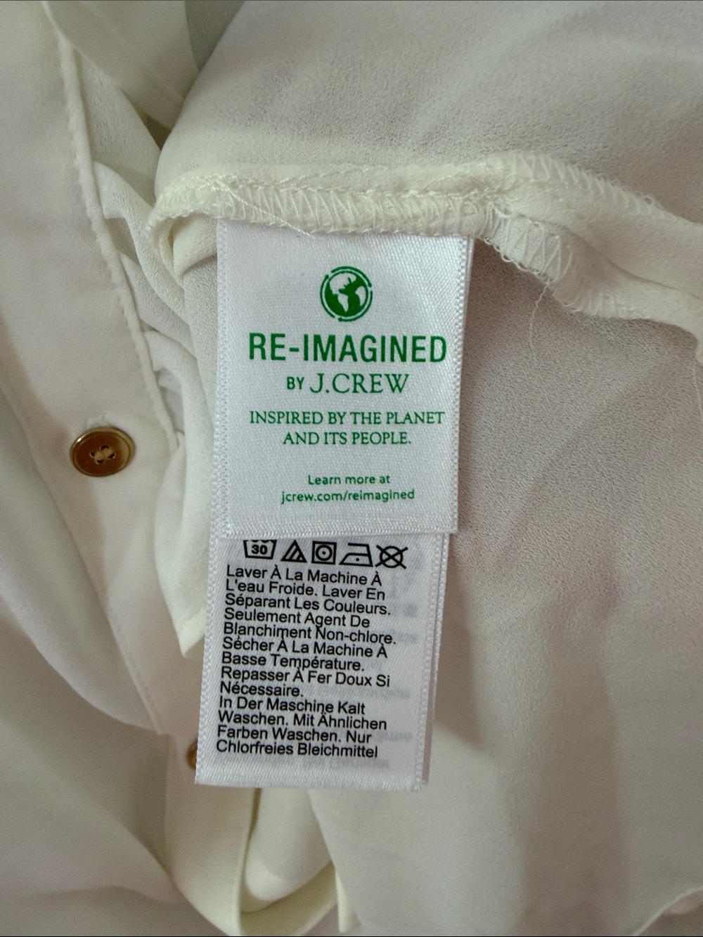 J. Crew Button Down Ruffle Drapey Cottage Top Size 16 Ivory Off-White Cream NWT - Picture 6 of 11